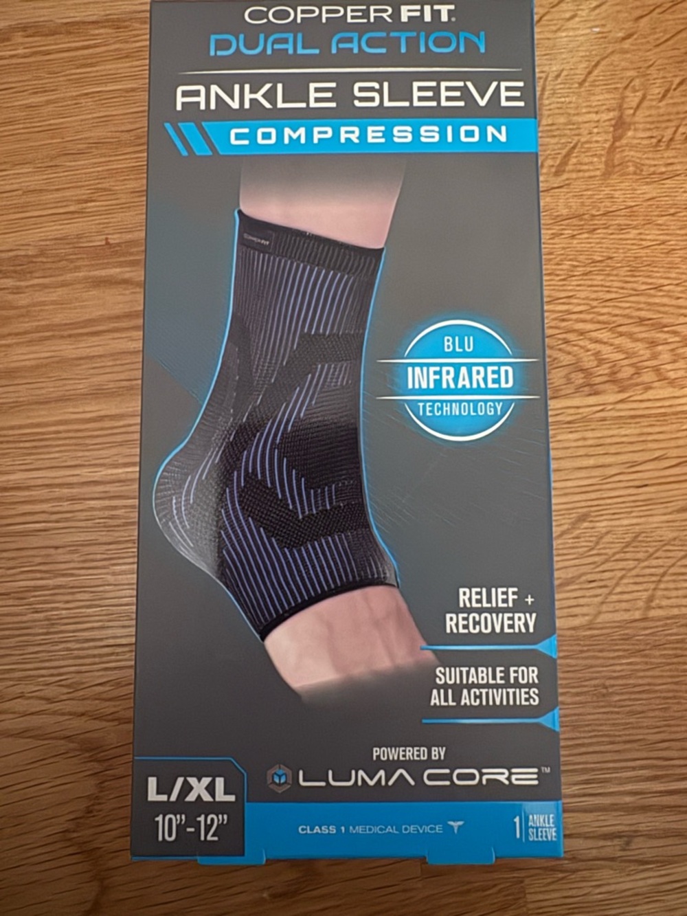 Copper Fit Dual Action Ankle Compression Sleeve - Black/Blue